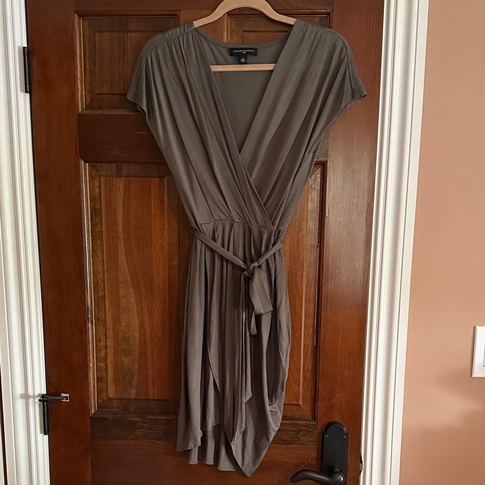Banana Republic Silk Asymmetrical Olive Green Dress— size S